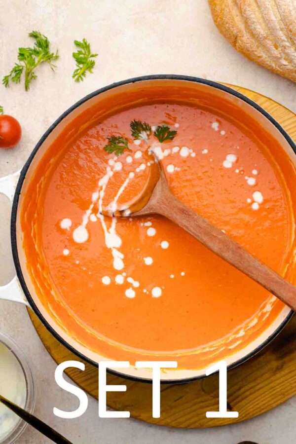 Creamy Roasted Tomato Soup with Grilled Cheese Croutons [Set 1] - Image 2