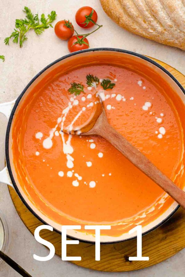 Creamy Roasted Tomato Soup with Grilled Cheese Croutons [Set 1] - Image 3