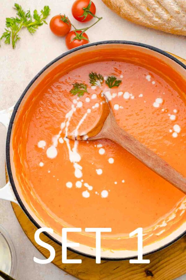 Creamy Roasted Tomato Soup with Grilled Cheese Croutons [Set 1] - Image 5