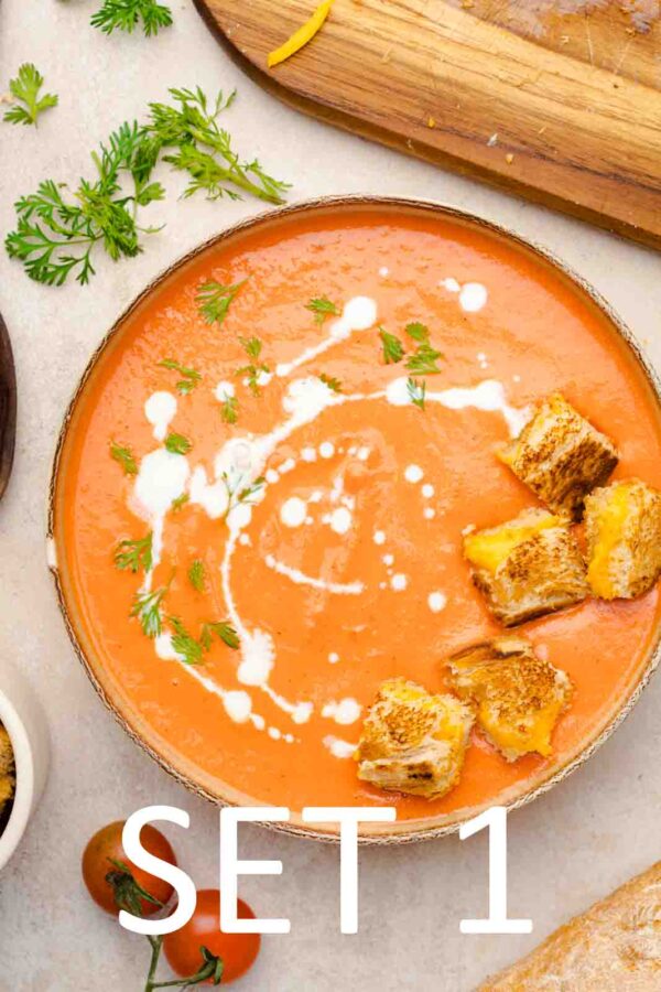 Creamy Roasted Tomato Soup with Grilled Cheese Croutons [Set 1] - Image 6