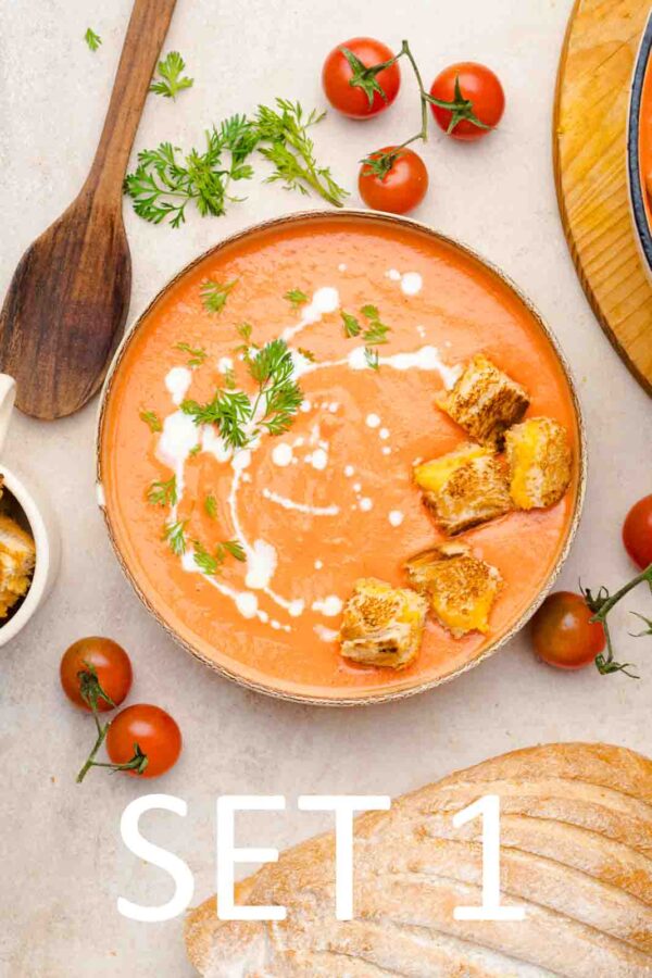 Creamy Roasted Tomato Soup with Grilled Cheese Croutons [Set 1] - Image 7