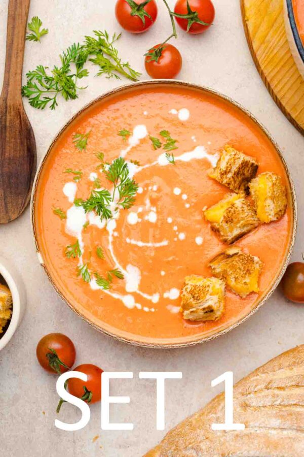 Creamy Roasted Tomato Soup with Grilled Cheese Croutons [Set 1] - Image 9