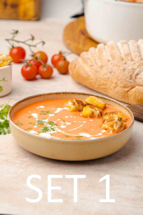 Creamy Roasted Tomato Soup with Grilled Cheese Croutons [Set 1] - Image 10