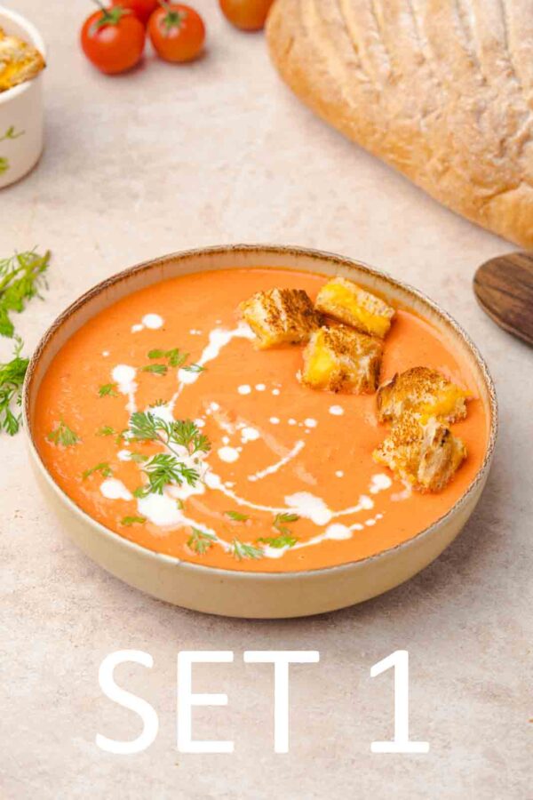 Creamy Roasted Tomato Soup with Grilled Cheese Croutons [Set 1] - Image 11