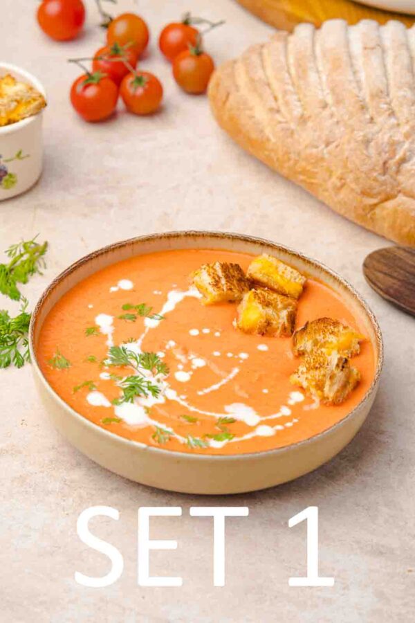 Creamy Roasted Tomato Soup with Grilled Cheese Croutons [Set 1] - Image 12
