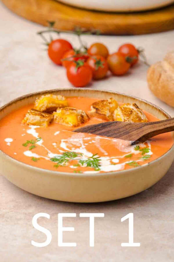 Creamy Roasted Tomato Soup with Grilled Cheese Croutons [Set 1] - Image 19