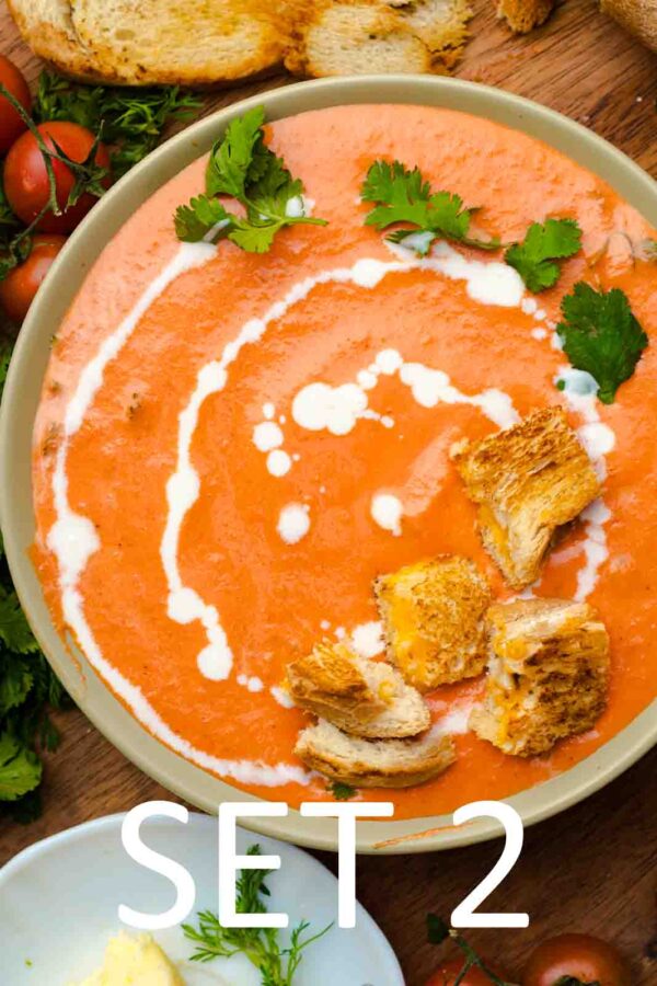 Creamy Roasted Tomato Soup with Grilled Cheese Croutons [Set 2] - Image 12