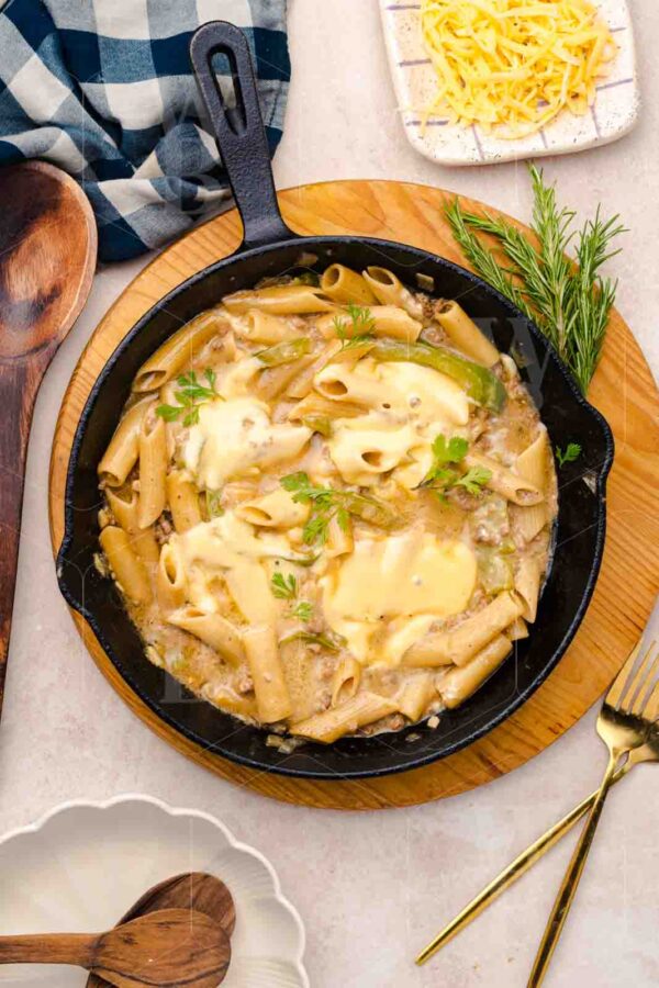 One-Skillet Philly Cheesesteak Pasta - Image 4