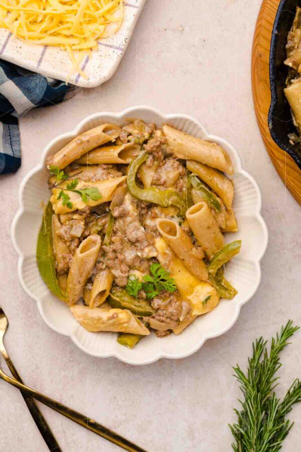 One-Skillet Philly Cheesesteak Pasta - Image 11