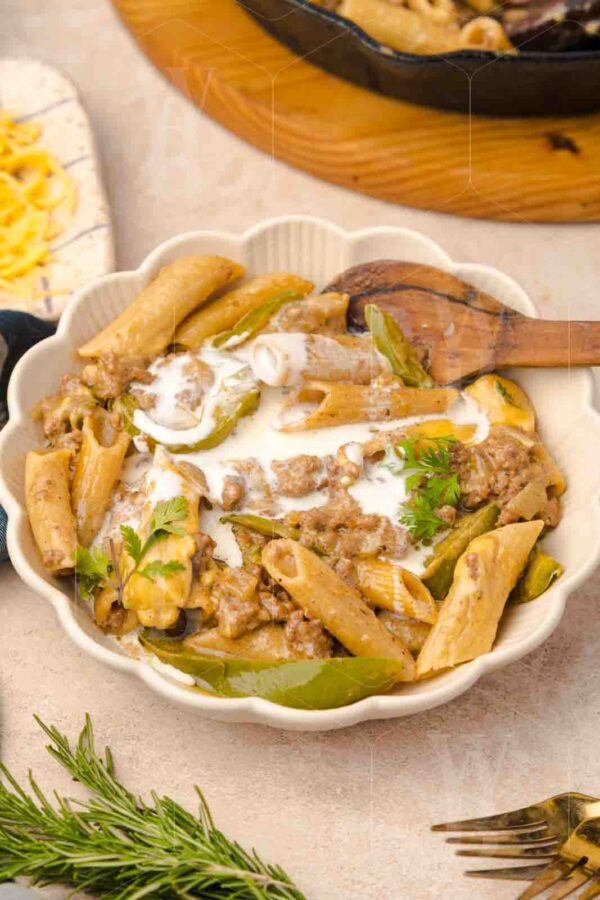 One-Skillet Philly Cheesesteak Pasta - Image 12